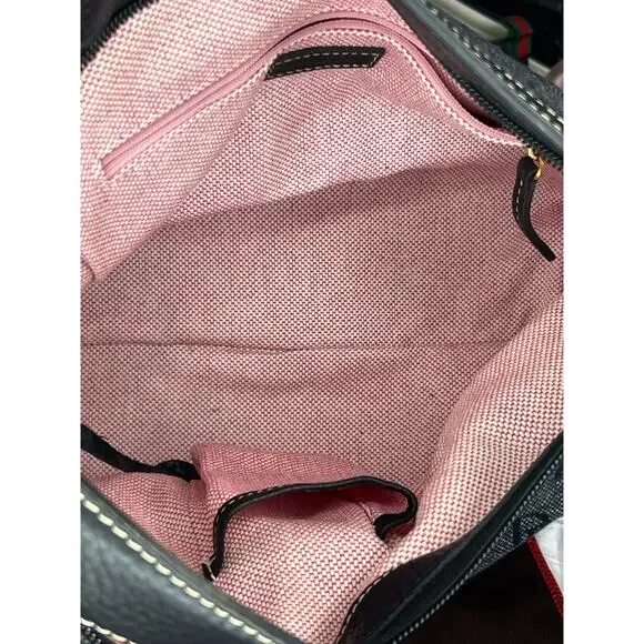 Vintage Dooney & Bourke Signature Monogram Hobo Bag Black Navy Blue / Gray - Picture 13 of 13